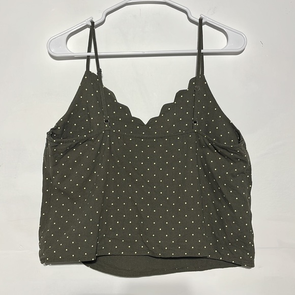 LULUS The Sweetest Olive Green Polka Dot Crop Top Size Large - Picture 10 of 10